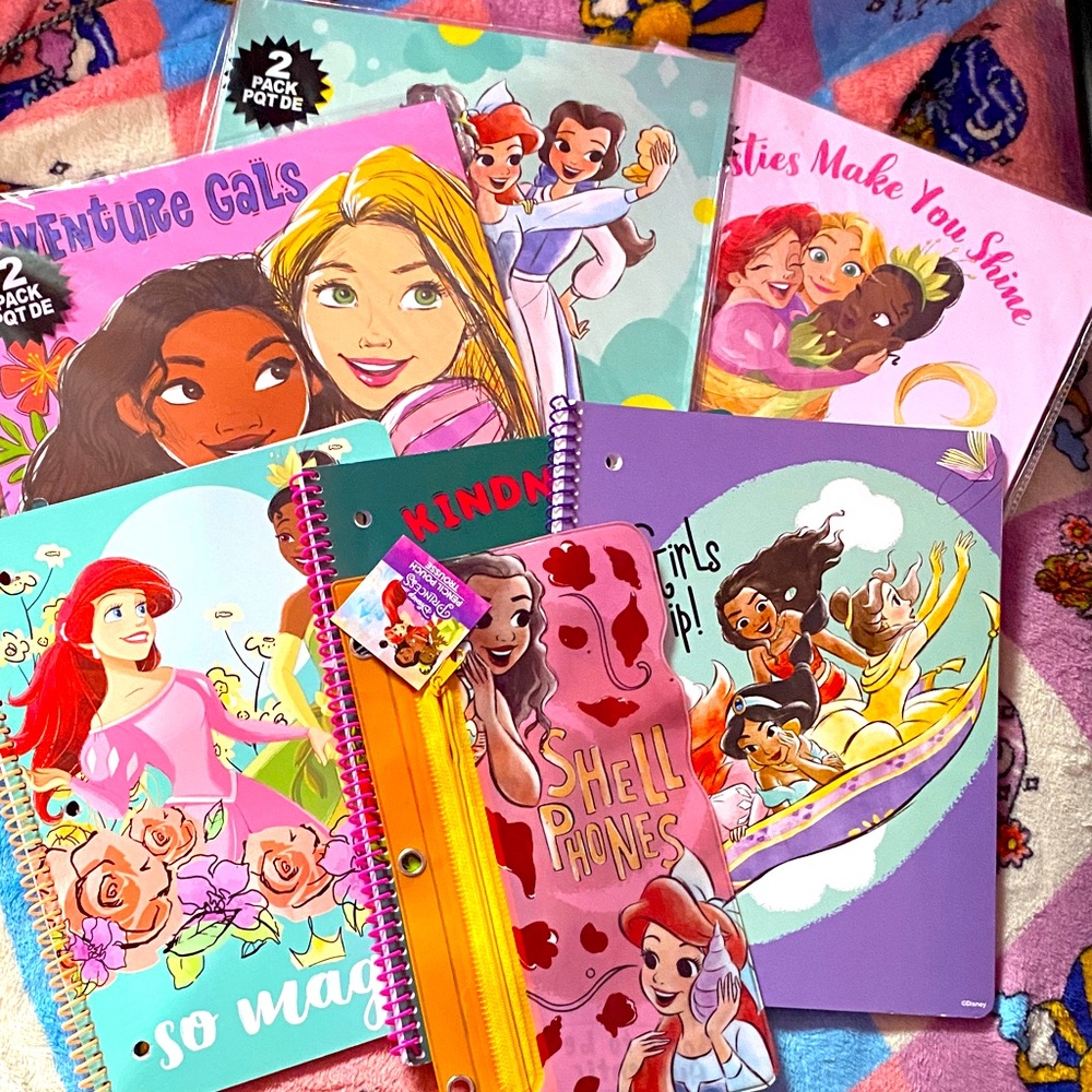Disney Princesses Back to School Set Folders (6) Notebooks (3) & Pencil Pouch